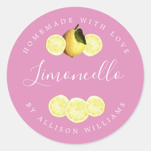 Custom Homemade Fuchsia Pink Limoncello Label