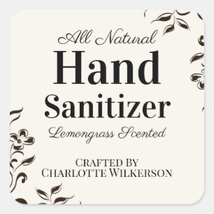 Custom Homemade Hand Sanitizer for Gifts or Favors Square Sticker