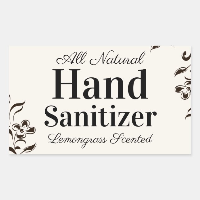 Custom Homemade Hand Sanitizer with Floral Design Rectangular Sticker (Front)