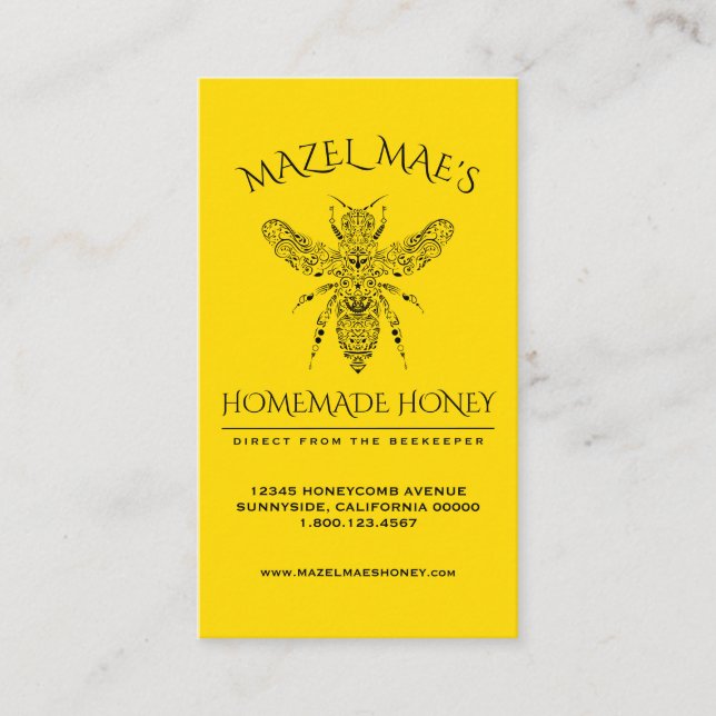 Custom Homemade Honey Business Card (Front)