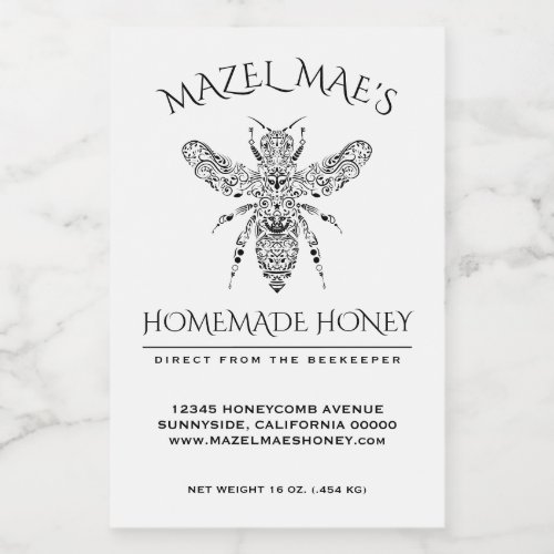 Custom Homemade Honey Food Label