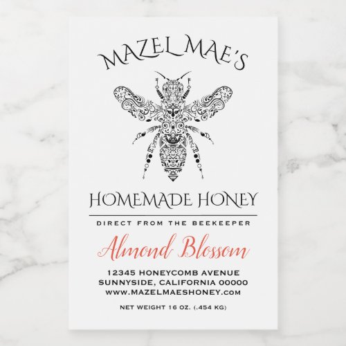 Custom Homemade Honey Food Label
