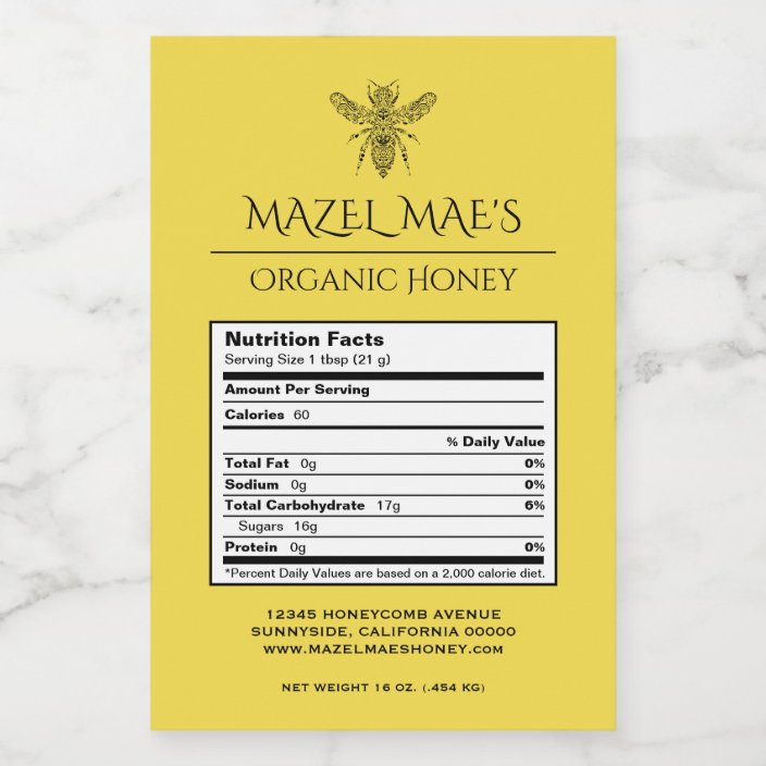 Custom Homemade Honey Nutrition Labels | Zazzle.com