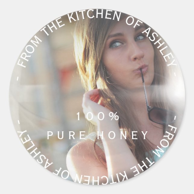 Custom Homemade Honey Photo Sweet Bubble Classic Round Sticker (Front)