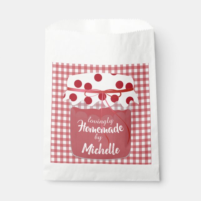 Custom Homemade Jam and Gingham Favor Bag (Front)