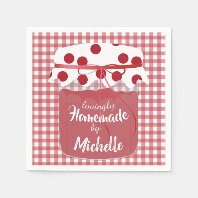 Custom Homemade Jam and Gingham Napkins (Front)