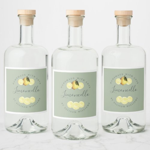 Custom Homemade Laurel Green Limoncello Label 