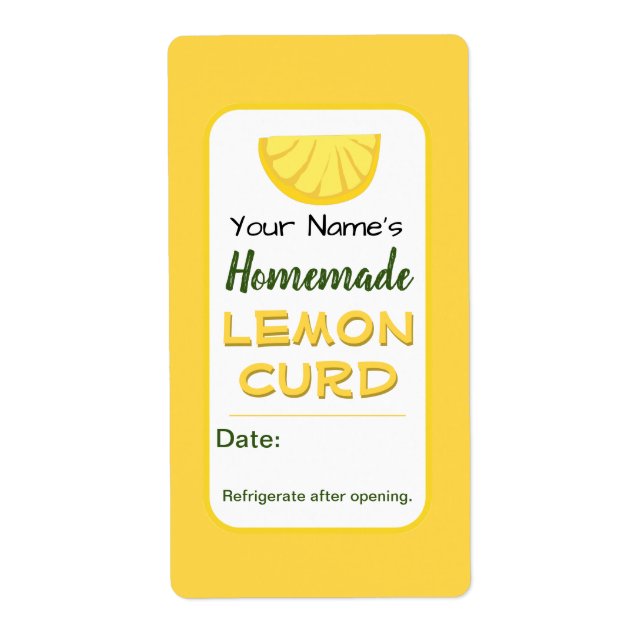 Custom Homemade Lemon Curd Pickles Preserves Label (Front)