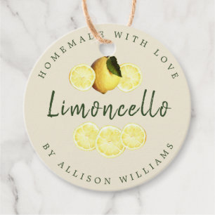Custom Homemade Limoncello Antique White Bottle Fa Favor Tags