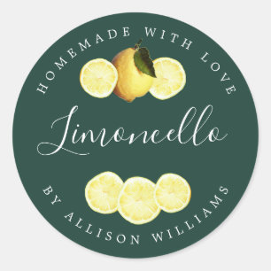 Custom Homemade Limoncello Dark Green Classic Round Sticker