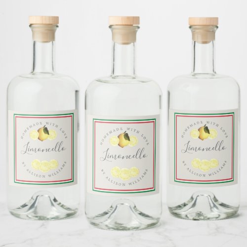 Custom Homemade Limoncello Italian Tricolore Flag  Liquor Bottle Label