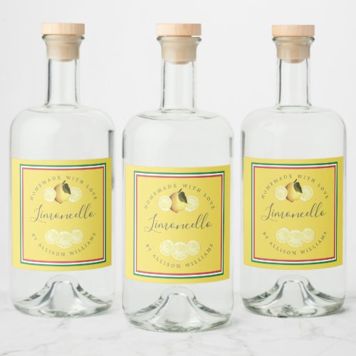 Custom Homemade Limoncello Italian Tricolore Flag  Liquor Bottle Label