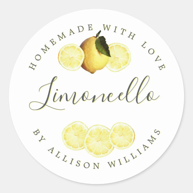 Custom Homemade Limoncello Label (Front)