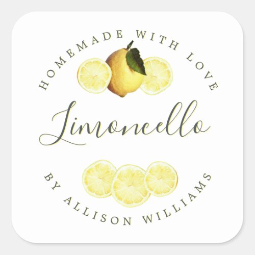 Custom Homemade Limoncello Label