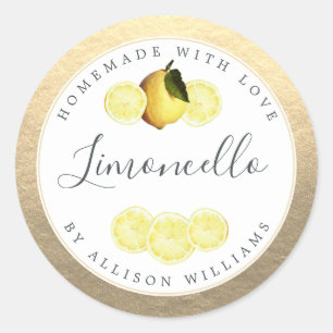Custom Homemade Limoncello Label Champagne Gold