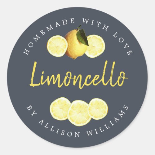 Custom Homemade Limoncello Label Dark Blue