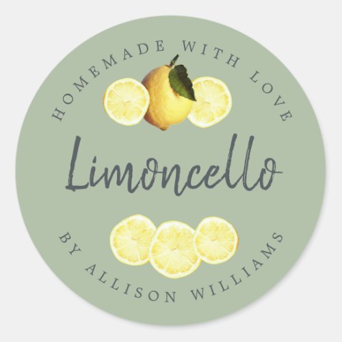 Custom Homemade Limoncello Label Laurel Green