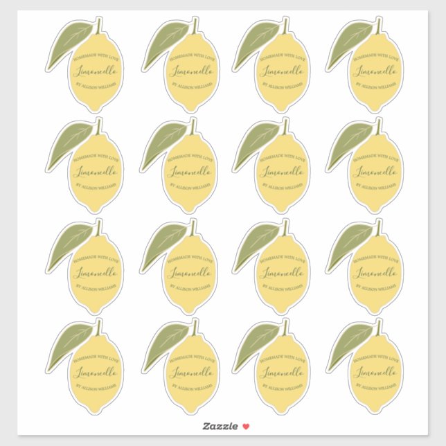 Custom Homemade Limoncello Label Lemon Stickers (Sheet)