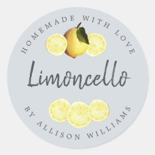 Custom Homemade Limoncello Label Pastel Blue
