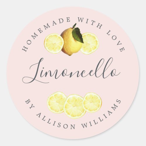 Custom Homemade Limoncello Label Pink