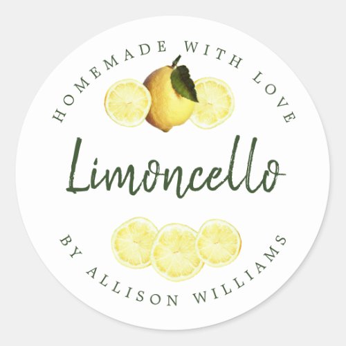 Custom Homemade Limoncello Label White