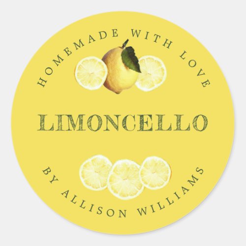 Custom Homemade Limoncello Label Yellow