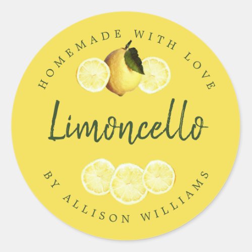Custom Homemade Limoncello Label Yellow