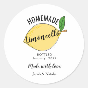 custom homemade limoncello wedding favor classic round sticker