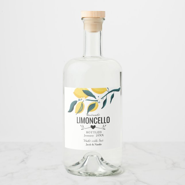 custom homemade limoncello wedding favor liquor b liquor bottle label (Front)