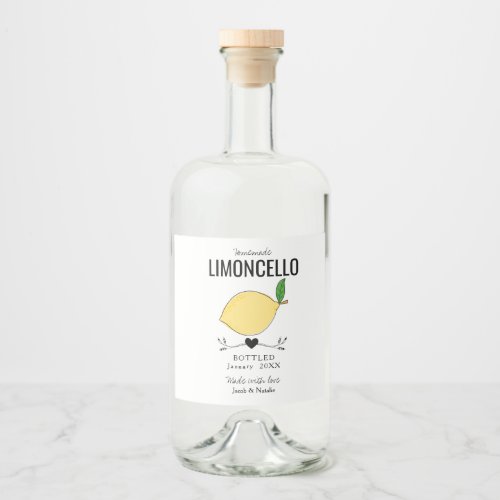 custom homemade limoncello wedding favor liquor bottle label