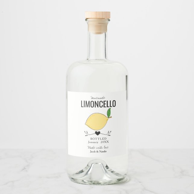 custom homemade limoncello wedding favor liquor bottle label (Front)