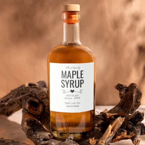 custom homemade maple syrup wedding favor liquor bottle label