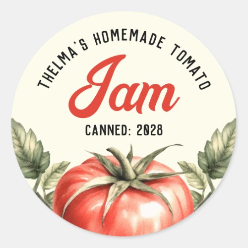Custom Homemade Tomato Jam preserve  Classic Round Sticker