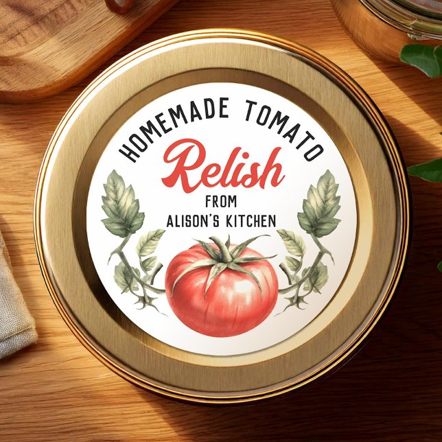 Custom Homemade Tomato Relish canning Classic Round Sticker (Creator Uploaded)