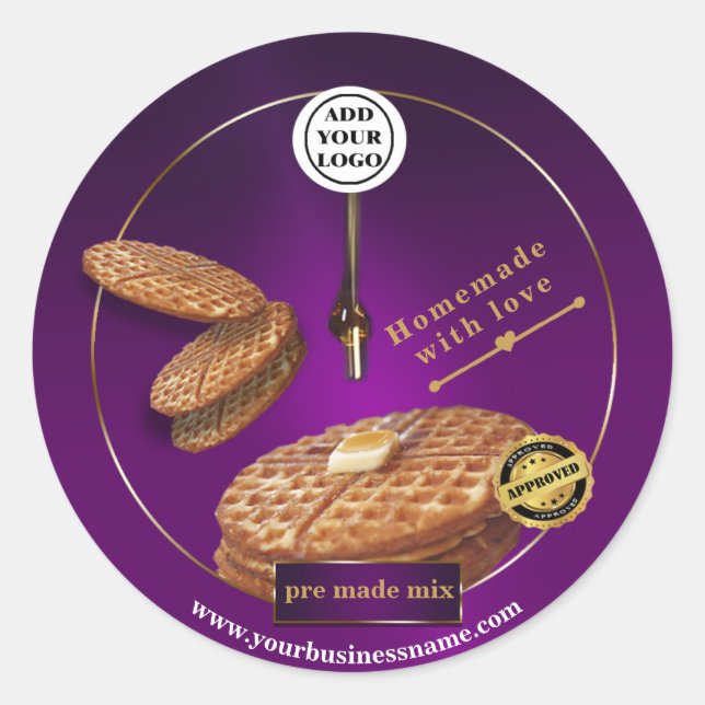 custom homemade waffles label (Front)