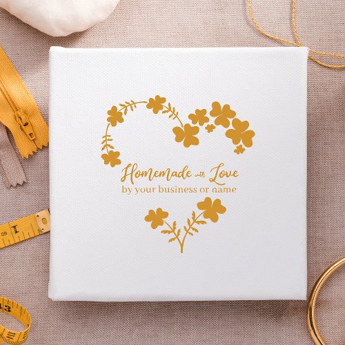 Custom Homemade with Love Quote Flowers Heart Rubber Stamp
