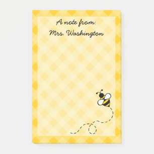 Custom Honey Bee Teacher's Post It Notes Gift