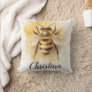 Custom Honey Bee Watercolor Style Beehive Honeybee Throw Pillow
