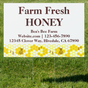 Custom Honey Bees Farm Advertising Large Yard Sign
