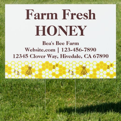 Custom Honey Bees Farm Advertising Large Yard Sign