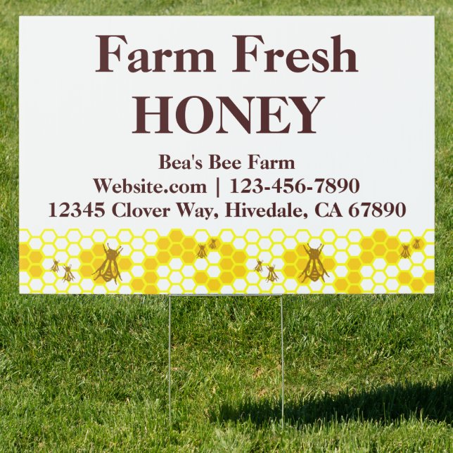 Custom Honey Bees Farm Advertising Large Yard Sign (Insitu)