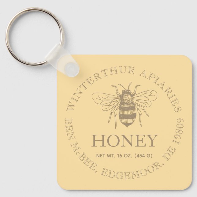 Custom Honey Business Promotional Keychain (Front)