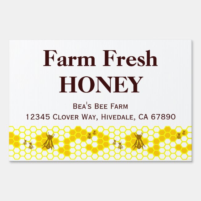 Custom Honey Farm Advertising Yard Sign