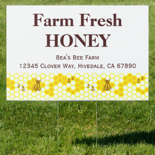 Custom Honey Farm Advertising Yard Sign