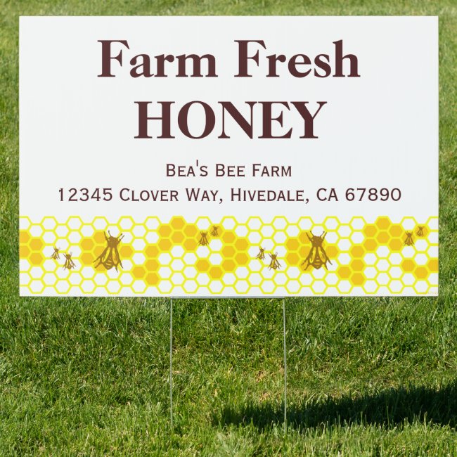 Custom Honey Farm Advertising Yard Sign