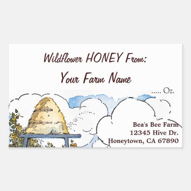 Custom Honey Farm Vintage Beehive Sticker