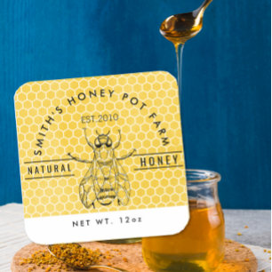 Custom Honey Jar Label   Beekeeper Farm Style