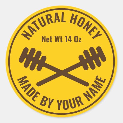 Custom honey jar stickers with honey dipper logo