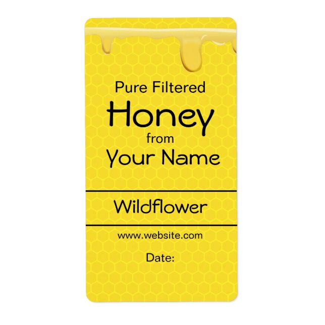 Custom Honey Labels Honeycomb Customizable Text (Front)