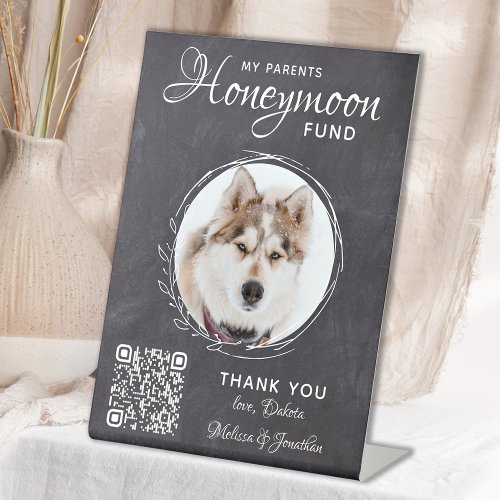 Custom Honeymoon Fund Custom Dog Photo Pet Wedding Pedestal Sign
